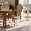Kuri 23 Inch Dining Chair- Scalloped Back- Vegan Leather- Set of 2- Beige