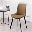 Eli 20 Inch Parson Style Dining Chair- Vegan Leather- Set of 2- Tan Brown