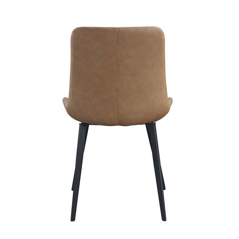 Eli 20 Inch Parson Style Dining Chair- Vegan Leather- Set of 2- Tan Brown