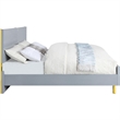 Tyra Modern Queen Bed- Panel Headboard- Textured Chevron- Slate Gray- Gold