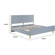 Tyra Modern Queen Bed- Panel Headboard- Textured Chevron- Slate Gray- Gold