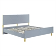 Tyra Modern Queen Bed- Panel Headboard- Textured Chevron- Slate Gray- Gold