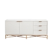 Rexi 64 Inch TV Media Entertainment Center Console- 3 Drawers- White- Gold