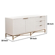 Rexi 64 Inch TV Media Entertainment Center Console- 3 Drawers- White- Gold