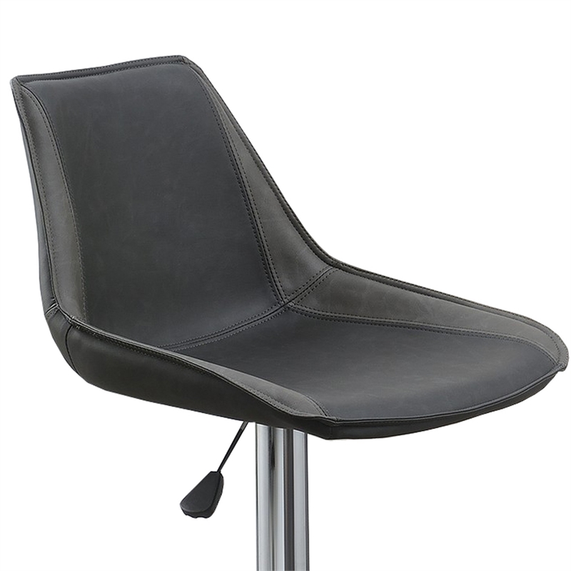 Carl 25-29 Inch Vegan Faux Leather Bar Stool- Adjustable Height- Set of 2- Gray