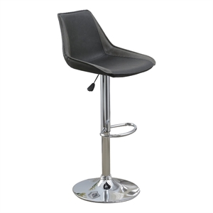 Carl 25-29 Inch Vegan Faux Leather Bar Stool- Adjustable Height- Set of 2- Gray