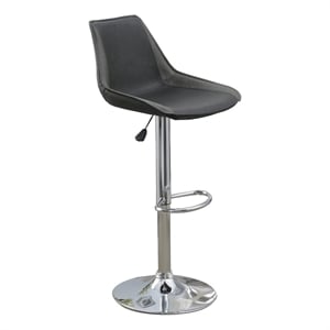 Carl 25-29 Inch Vegan Faux Leather Bar Stool- Adjustable Height- Set of 2- Gray