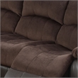 83 Inch Manual Recliner Suede Sofa- USB Charging Port- Brown Faux Leather