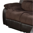 83 Inch Manual Recliner Suede Sofa- USB Charging Port- Brown Faux Leather