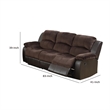 83 Inch Manual Recliner Suede Sofa- USB Charging Port- Brown Faux Leather