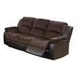 83 Inch Manual Recliner Suede Sofa- USB Charging Port- Brown Faux Leather