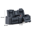 Elva 72 Inch Power Reclining Loveseat- Lift Top Storage Console- Blue