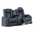 Elva 72 Inch Power Reclining Loveseat- Lift Top Storage Console- Blue
