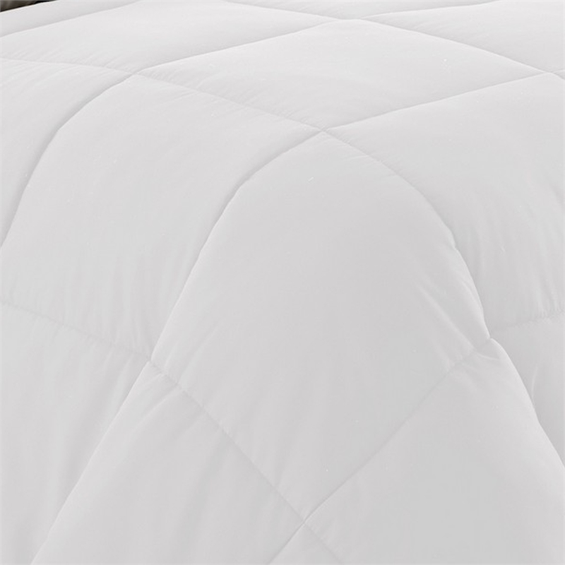 Beth Reversible Microfiber Queen Comforter- Squared Stitching- White- Gray