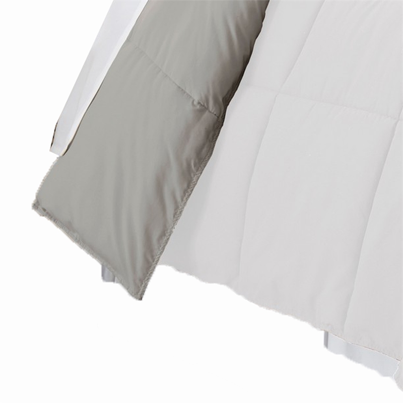 Beth Reversible Microfiber Queen Comforter- Squared Stitching- White- Gray