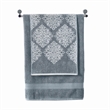 Eula Modern 6 Piece Cotton Towel Set- Stylish Damask Pattern- Slate Blue