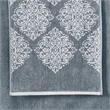 Eula Modern 6 Piece Cotton Towel Set- Stylish Damask Pattern- Slate Blue