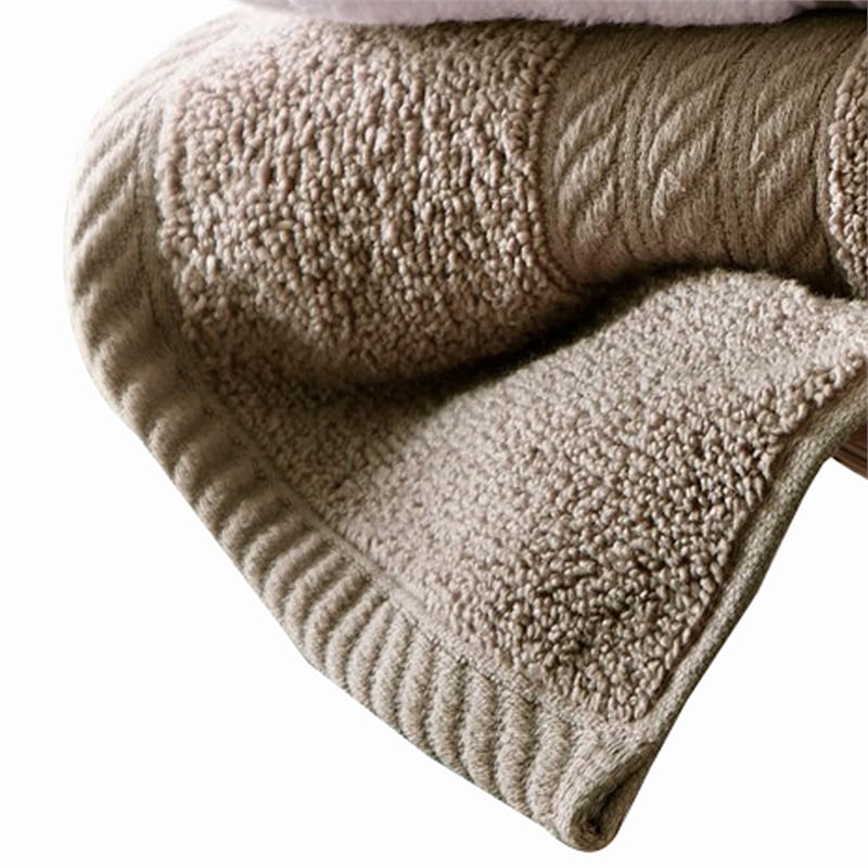 Dana 6 Piece Soft Egyptian Cotton Towel Set- Striped Pattern- Taupe- White