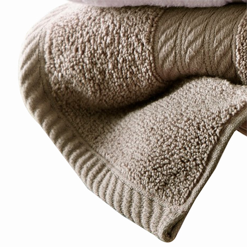 Dana 6 Piece Soft Egyptian Cotton Towel Set- Striped Pattern- Taupe- White