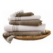 Dana 6 Piece Soft Egyptian Cotton Towel Set- Striped Pattern- Taupe- White