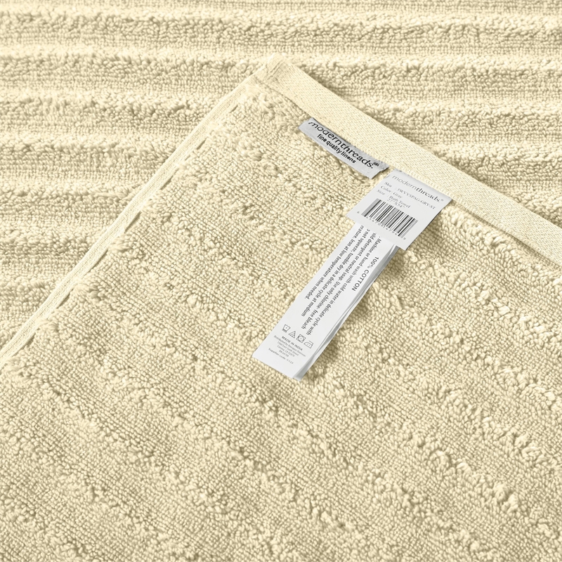 Cora 6 Piece Soft Egyptian Cotton Towel Set- Classic Textured Design- Cream