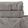 Oya 6 Piece Soft Egyptian Cotton Towel Set- Solid Medallion Pattern- Gray