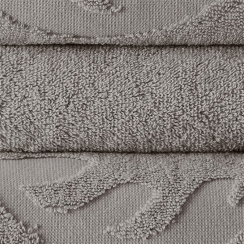 Oya 6 Piece Soft Egyptian Cotton Towel Set- Solid Medallion Pattern- Gray