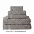 Oya 6 Piece Soft Egyptian Cotton Towel Set- Solid Medallion Pattern- Gray