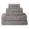 Oya 6 Piece Soft Egyptian Cotton Towel Set- Solid Medallion Pattern- Gray