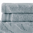 Oya 6 Piece Soft Egyptian Cotton Towel Set- Medallion Pattern- Blue Gray