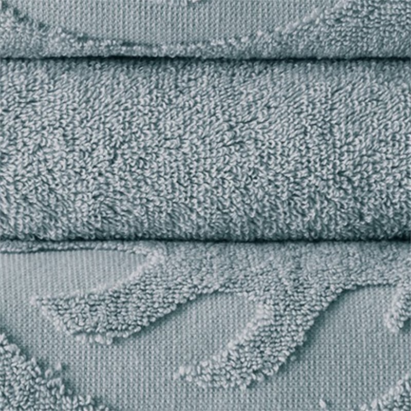 Oya 6 Piece Soft Egyptian Cotton Towel Set- Medallion Pattern- Blue Gray
