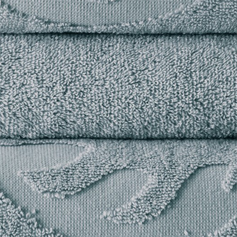 Oya 6 Piece Soft Egyptian Cotton Towel Set- Medallion Pattern- Blue Gray