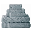 Oya 6 Piece Soft Egyptian Cotton Towel Set- Medallion Pattern- Blue Gray
