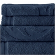 Oya 6 Piece Soft Egyptian Cotton Towel Set- Medallion Pattern- Navy Blue