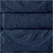 Oya 6 Piece Soft Egyptian Cotton Towel Set- Medallion Pattern- Navy Blue