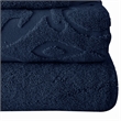 Oya 6 Piece Soft Egyptian Cotton Towel Set- Medallion Pattern- Navy Blue