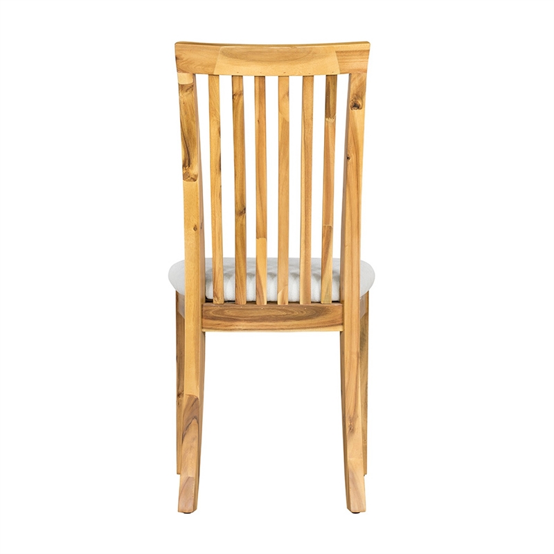 21 Inch Fabric Dining Side Chair- Slatted Back- Set of 2- Gray- Brown