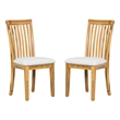 21 Inch Fabric Dining Side Chair- Slatted Back- Set of 2- Gray- Brown