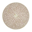 20 Inch Round Side End Table- Filigree Bone Inlay- Wood- Pale Pink- White