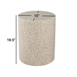 20 Inch Round Side End Table- Filigree Bone Inlay- Wood- Pale Pink- White