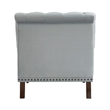 Parry 34 Inch Tufted Accent Chair- Gray Velvet Fabric- Brown Turned Legs