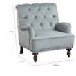 Parry 34 Inch Tufted Accent Chair- Gray Velvet Fabric- Brown Turned Legs