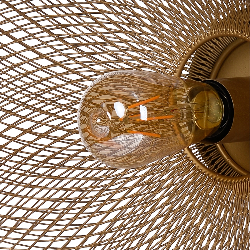 14 Inch Round Wall Mounted Lamp- Iron Mesh and Hardware- Gold Finished