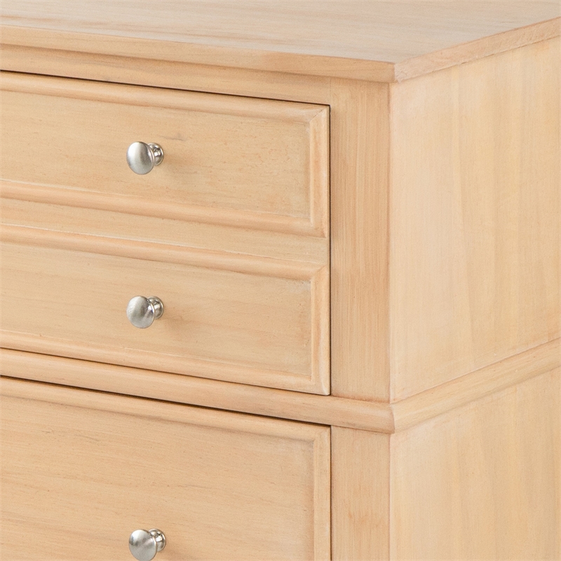 27 Inch Bedside Table- 2 Drawers- Textured Wood- Modern Veneer Finish Brown
