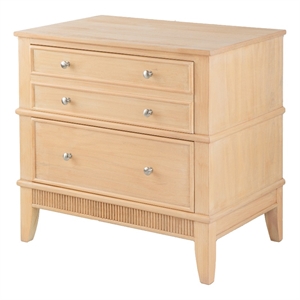 27 Inch Bedside Table- 2 Drawers- Textured Wood- Modern Veneer Finish Brown