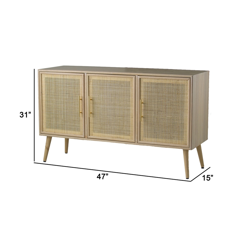 Dana 47 Inch TV Media Entertainment Console- 3 Rattan Doors- Modern- Brown