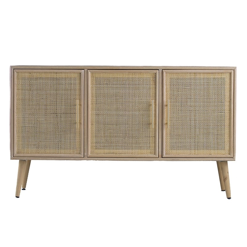 Dana 47 Inch TV Media Entertainment Console- 3 Rattan Doors- Modern- Brown