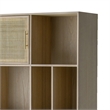 Dana 75 Inch Bookcase- 6 Unique Shelves- 4 Rattan Drawers- Natural Brown