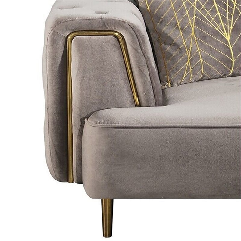 Luxi 54 Inch Accent Chair- Classic Button Tufted Gray Velvet Upholstery
