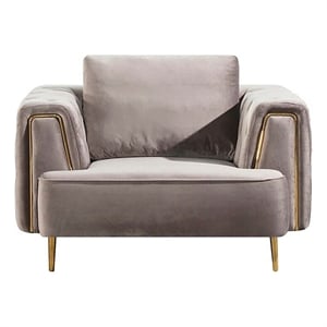 Luxi 54 Inch Accent Chair- Classic Button Tufted Gray Velvet Upholstery